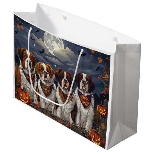 Saint Bernard Halloween Spooky Groot Cadeauzakje (Voorkant Gekanteld)