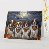 Saint Bernard Halloween Spooky Kaart (Gele Bloem)