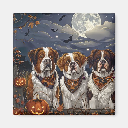 Saint Bernard Halloween Spooky Magneet (Voorkant)
