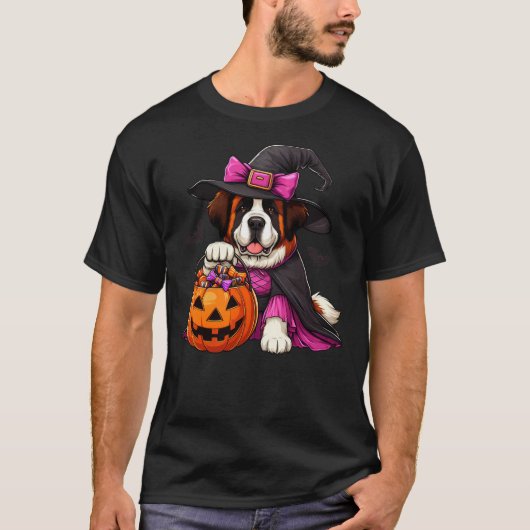 Saint Bernard Halloween Witches Costume For Lover T-shirt (Voorkant)