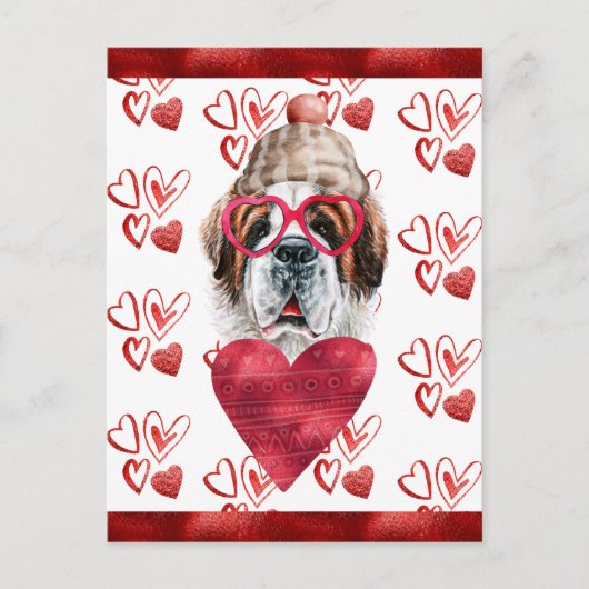 Saint Bernard Hearts Hondenliefhebber Valentijn Gi Feestdagenkaart (Voorkant)