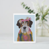 Saint Bernard Hippie Briefkaart (Staand voorkant)
