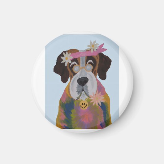 Saint Bernard Hippie Magneet (Voorkant)