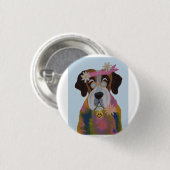 Saint Bernard Hippie Ronde Button 3,2 Cm (Voorkant /achterkant)