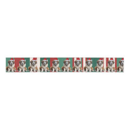 Saint Bernard Holiday Plaid Funny Dog Christmas Grosgrain Lint