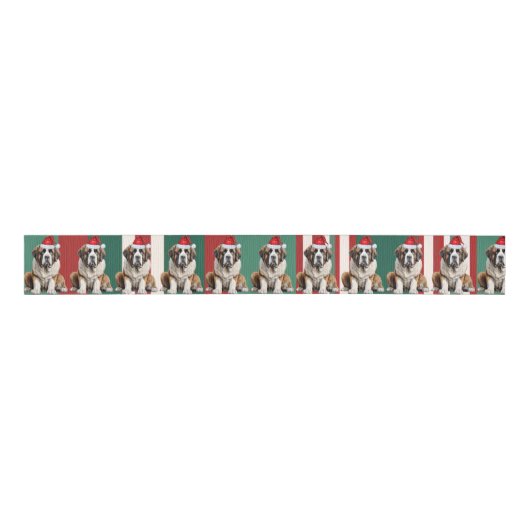 Saint Bernard Holiday Plaid Funny Dog Christmas Grosgrain Lint (Voorkant)
