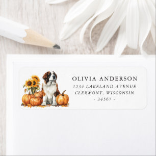 Saint Bernard-hond herfst retouradres Etiket