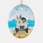 Saint bernard Hond Rijden op het strand Keramisch Ornament (Rechts)