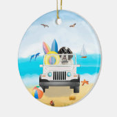 Saint bernard Hond Rijden op het strand Keramisch Ornament (Links)