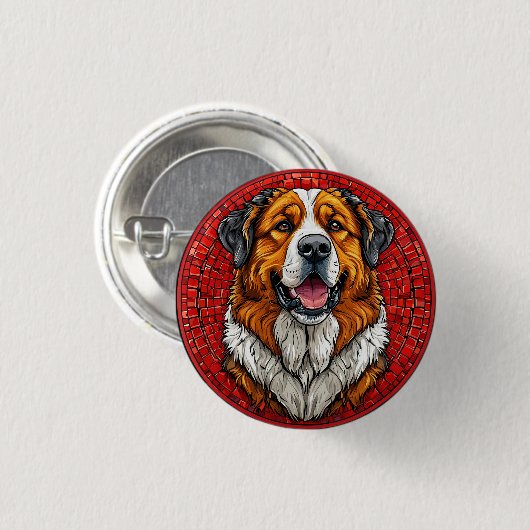Saint Bernard-hond Ronde Button 3,2 Cm (Voorkant /achterkant)