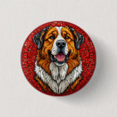 Saint Bernard-hond Ronde Button 3,2 Cm (Voorkant)