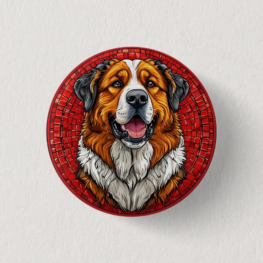 Saint Bernard-hond Ronde Button 3,2 Cm (Voorkant)