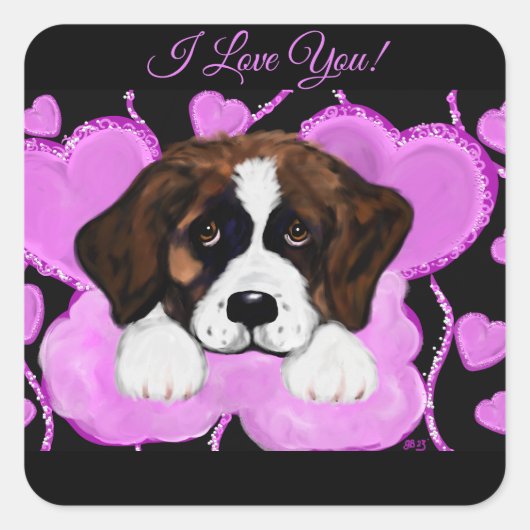 SAINT BERNARD HOND VIERKANTE STICKER (Voorkant)