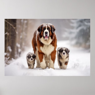 Saint Bernard Huisdier Hond Dierenfamilie Poster