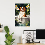 Saint Bernard In Bathtub Poster, Funny Dog Poster (Thuiskantoor)