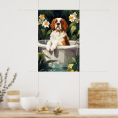 Saint Bernard In Bathtub Poster, Funny Dog Poster (Keuken)