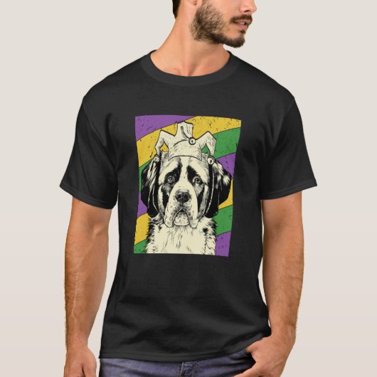 Saint Bernard Jester Mardi Gras Dog Mom or Dad T-shirt (Voorkant)