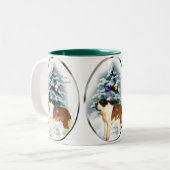 Saint Bernard kerstcadeaus Tweekleurige Koffiemok (Voorkant links)