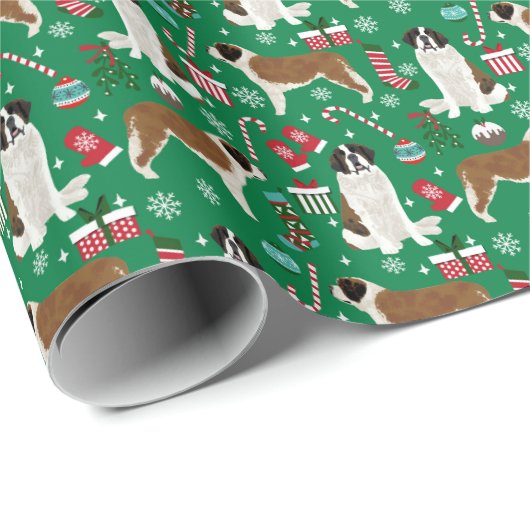 Saint Bernard Kerstdog Cadeaupapier (Rol Hoek)