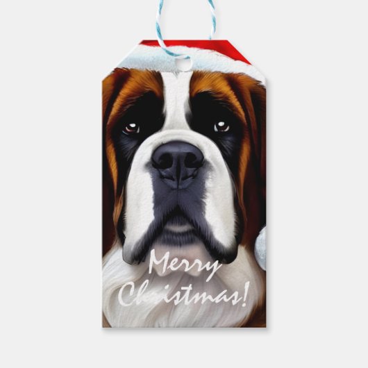 Saint Bernard Kerstmis Cadeaulabel (Voorkant)