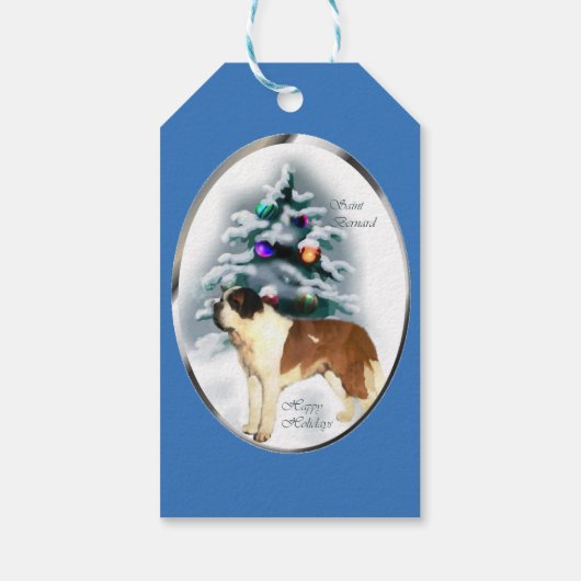 Saint Bernard Kerstmis Cadeaulabel (Achterkant)