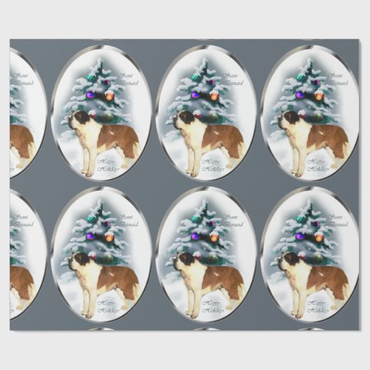 Saint Bernard Kerstmis Cadeaupapier (Vlak)