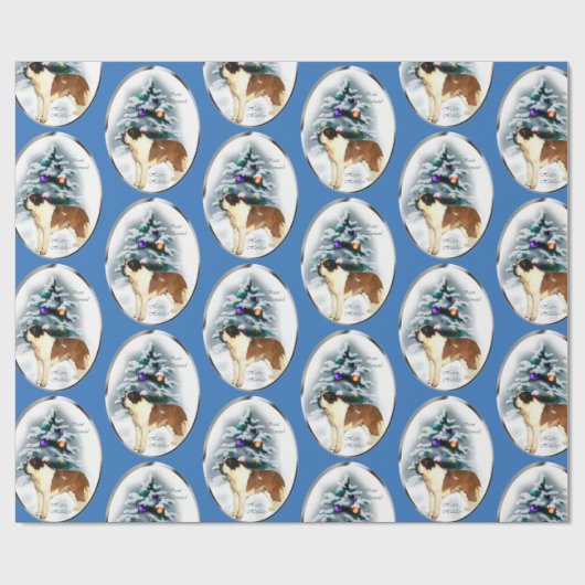 Saint Bernard Kerstmis Cadeaupapier (Vlak)
