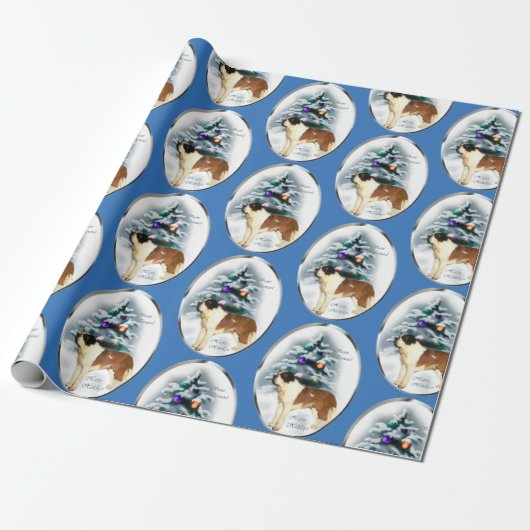Saint Bernard Kerstmis Cadeaupapier (Uitgerold)