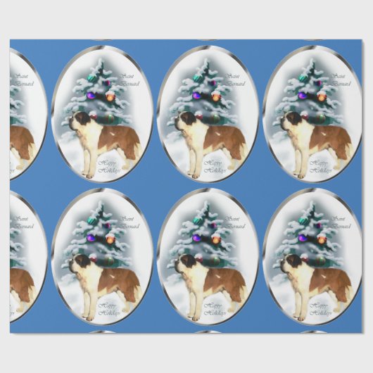 Saint Bernard Kerstmis Cadeaupapier (Vlak)