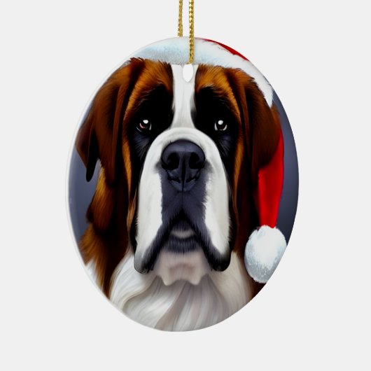 Saint Bernard Kerstmis Keramisch Ornament (Rechts)