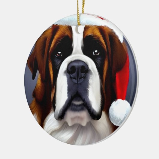 Saint Bernard Kerstmis Keramisch Ornament (Links)