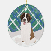Saint Bernard Kerstmis Keramisch Ornament (Links)