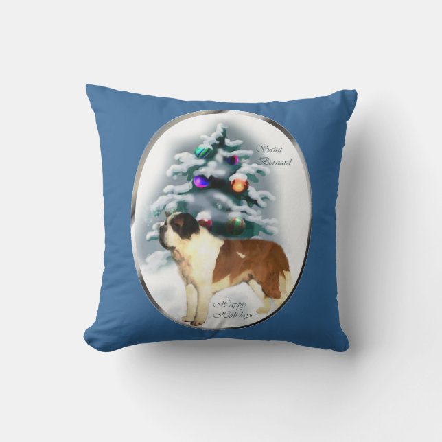 Saint Bernard Kerstmis Kussen (Voorkant)