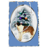 Saint Bernard Kerstmis Medium Cadeauzakje (Voorkant)