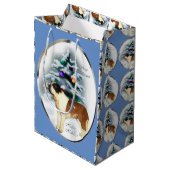Saint Bernard Kerstmis Medium Cadeauzakje (Voorkant Gekanteld)