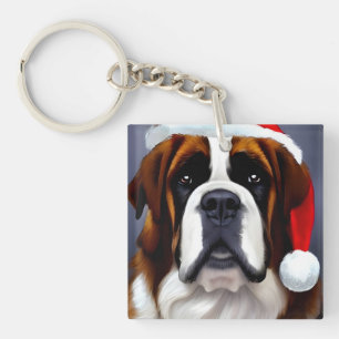 Saint Bernard Kerstmis Sleutelhanger