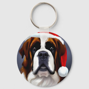 Saint Bernard Kerstmis Sleutelhanger