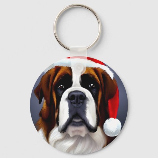 Saint Bernard Kerstmis Sleutelhanger (Voorkant)