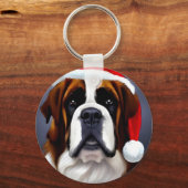 Saint Bernard Kerstmis Sleutelhanger (Voorkant)