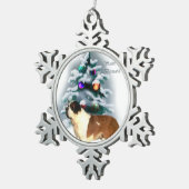 Saint Bernard Kerstmis Tin Sneeuwvlok Ornament (Rechts)