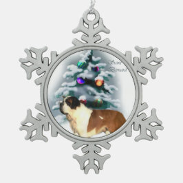 Saint Bernard Kerstmis Tin Sneeuwvlok Ornament