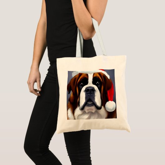 Saint Bernard Kerstmis Tote Bag (Voorkant (product))