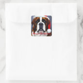 Saint Bernard Kerstmis Vierkante Sticker (Tas)