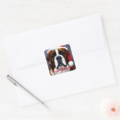 Saint Bernard Kerstmis Vierkante Sticker (Envelop)