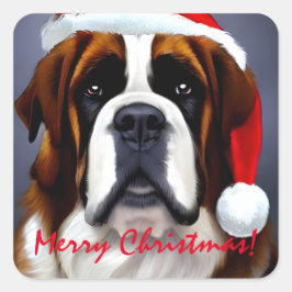 Saint Bernard Kerstmis Vierkante Sticker