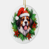 Saint Bernard Kerstmis Wreath Keramisch Ornament (Rechts)