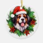 Saint Bernard Kerstmis Wreath Keramisch Ornament (Voorkant)