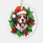 Saint Bernard Kerstmis Wreath Keramisch Ornament (Links)