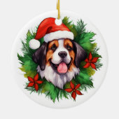 Saint Bernard Kerstmis Wreath Keramisch Ornament (Achterkant)