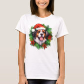Saint Bernard Kerstmis Wreath T-shirt (Voorkant)